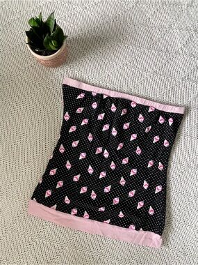 True Love Vintage 2000s Ice Cream Tube Top Black Pink Y2K Novelty 100% Cotton